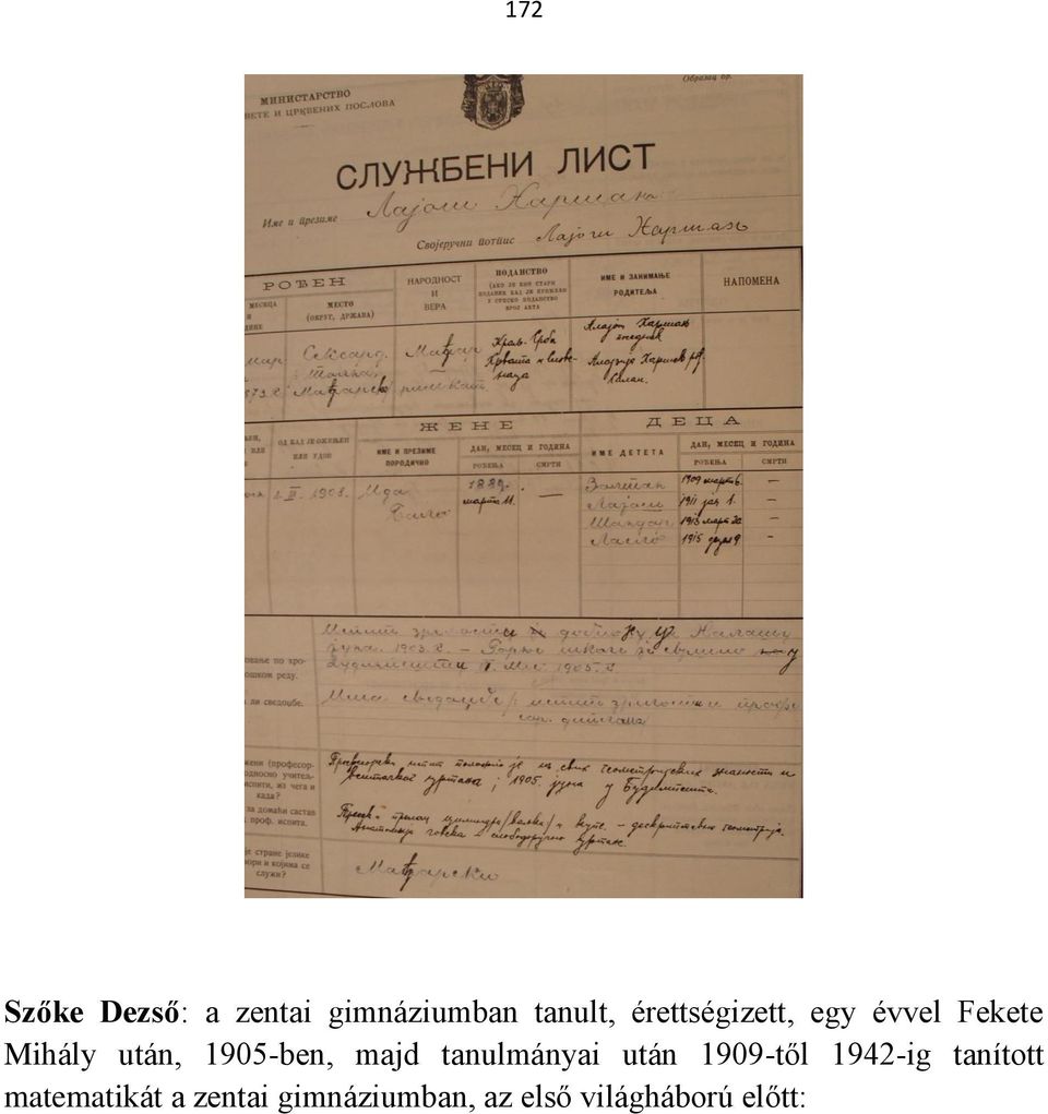 1905-ben, majd tanulmányai után 1909-től 1942-ig