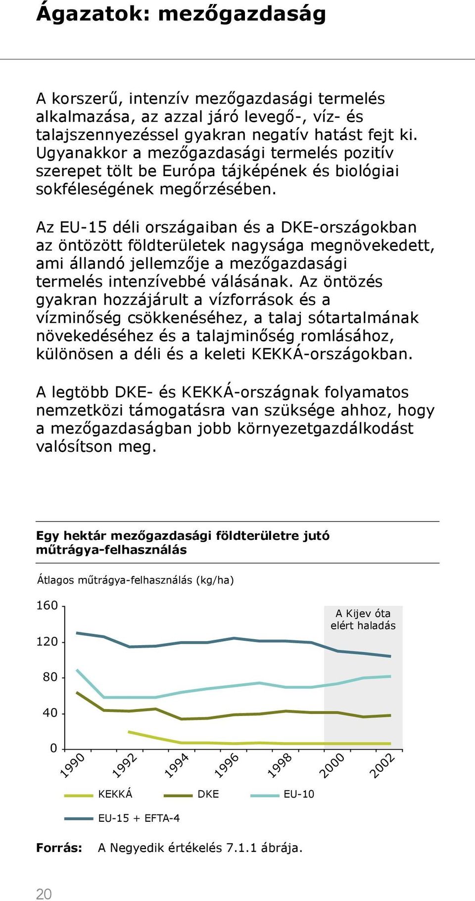 Az EU-15 déli országaiban és a DKE országokban az öntözött földterületek nagysága megnövekedett, ami állandó jellemzője a mezőgazdasági termelés intenzívebbé válásának.