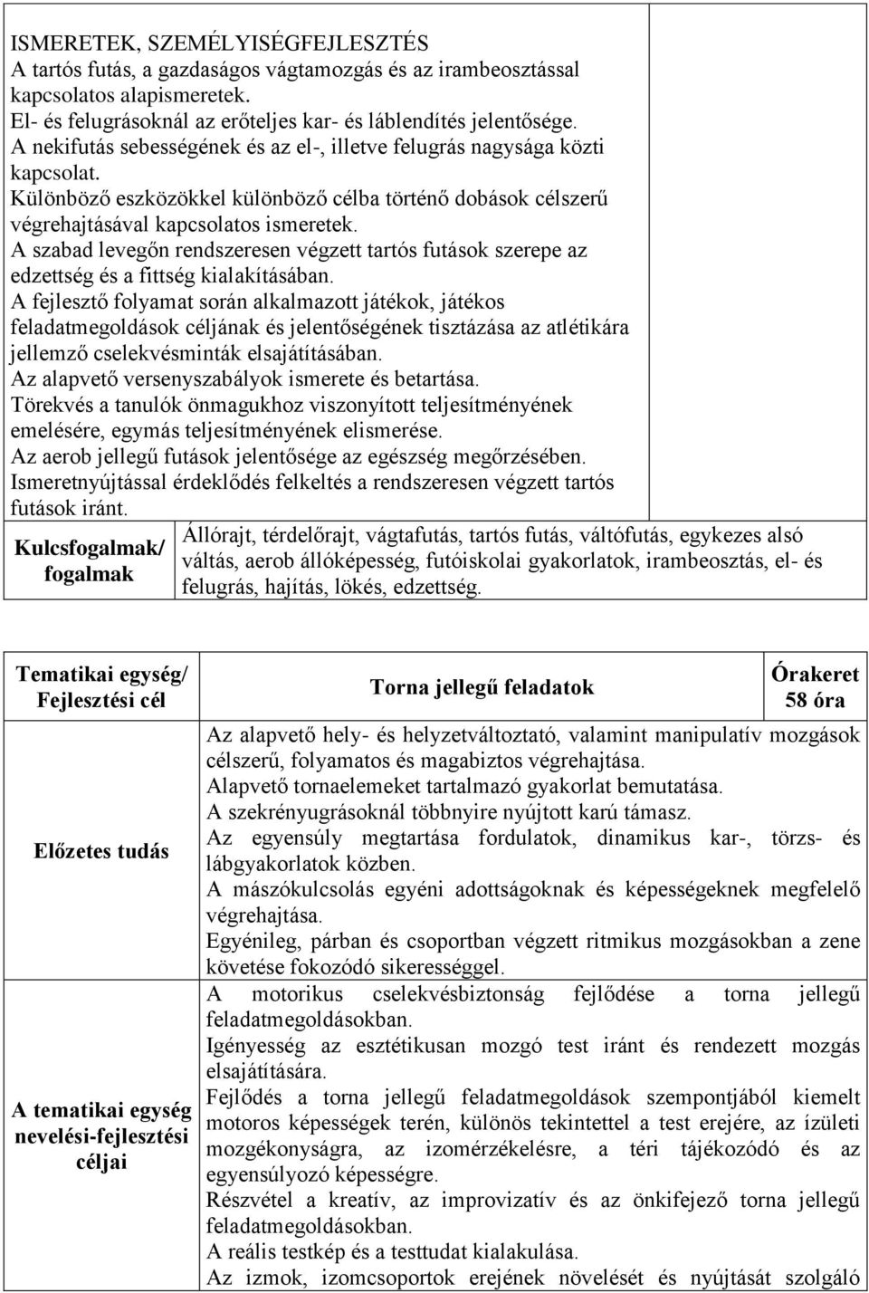 A szabad levegőn rendszeresen végzett tartós futások szerepe az edzettség és a fittség kialakításában.