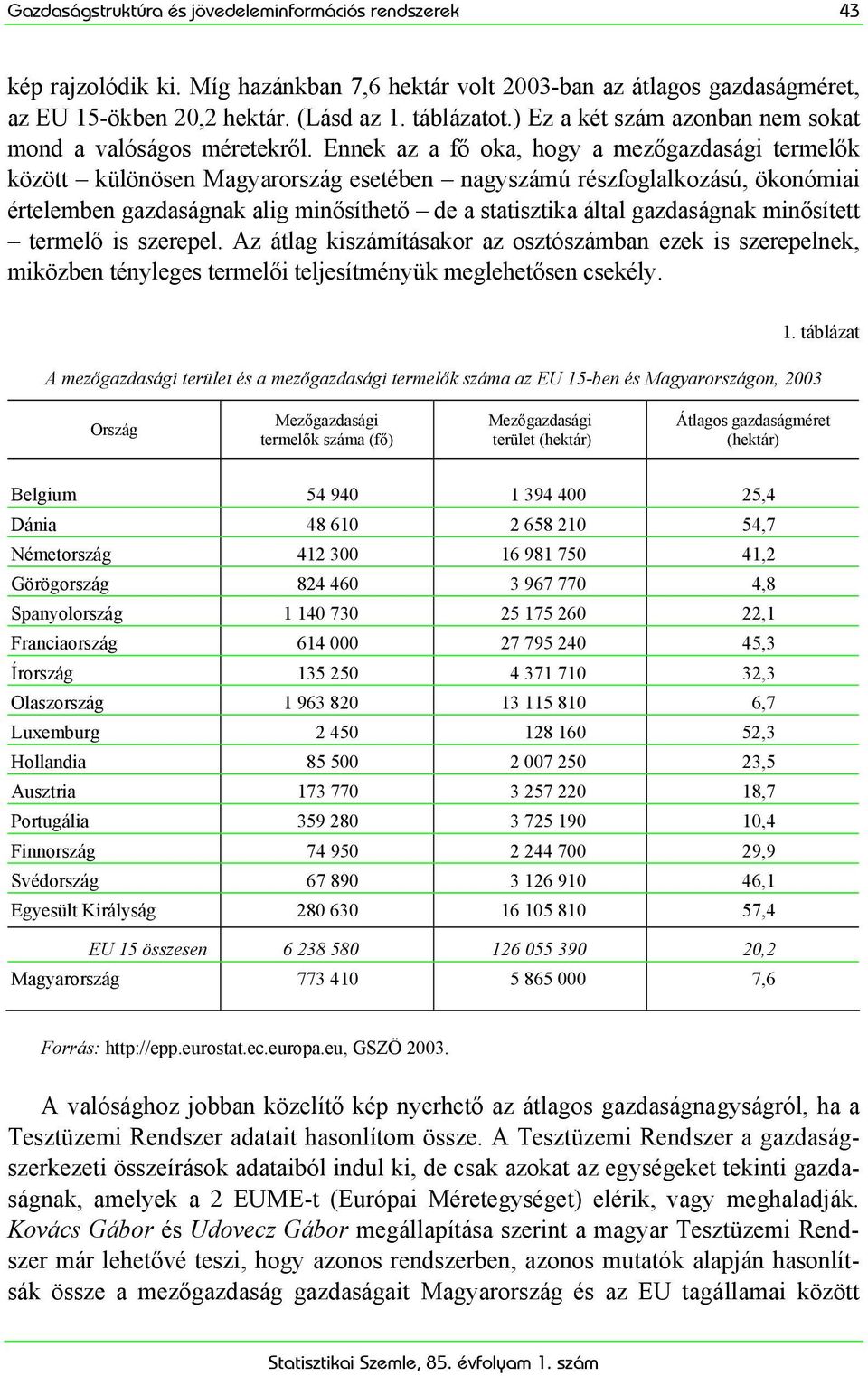 Ennek az a fő oka, hogy a mezőgazdasági termelők között különösen Magyarország esetében nagyszámú részfoglalkozású, ökonómiai értelemben gazdaságnak alig minősíthető de a statisztika által