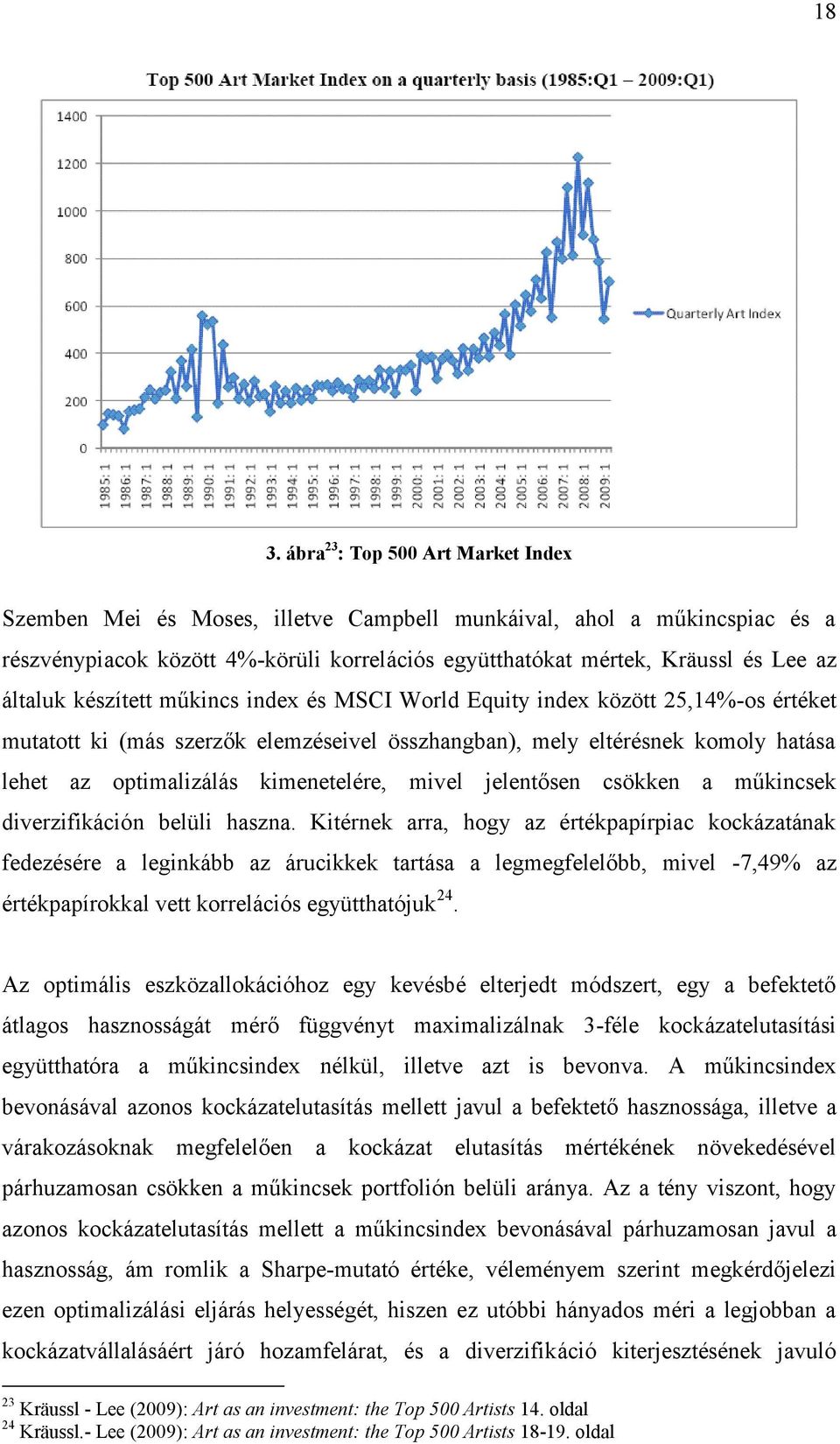 kimenetelére, mivel jelentősen csökken a műkincsek diverzifikáción belüli haszna.