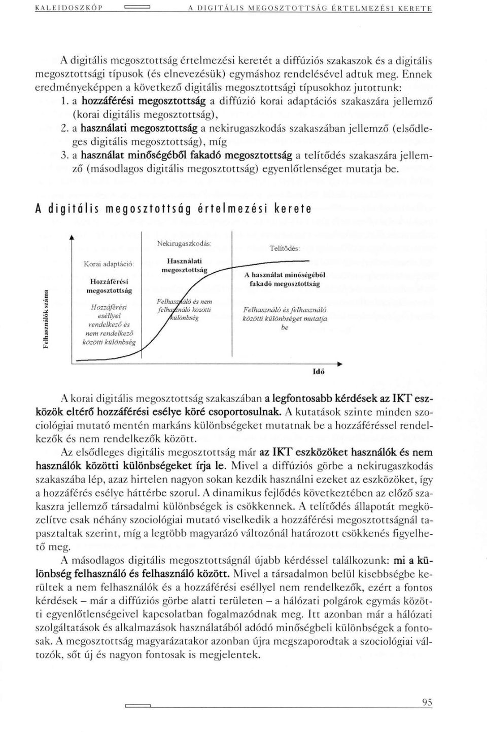 a hozzáférési megosztottság a diffúzió korai adaprációs szakaszára jellemző (korai digitális megosztottság), 2.