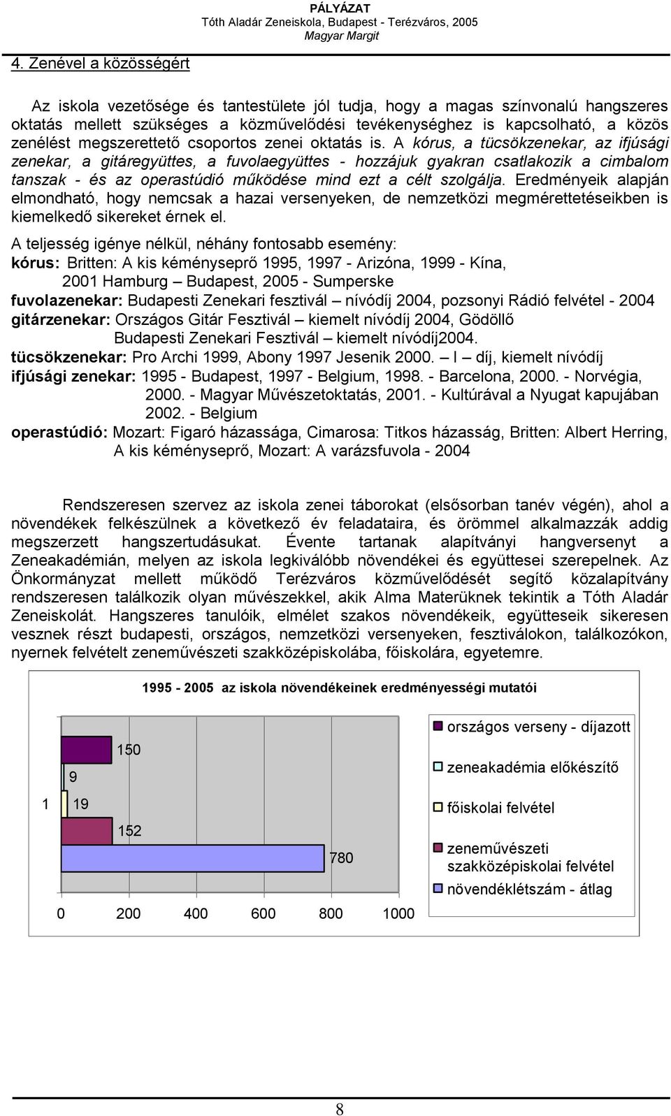 A kórus, a tücsökzenekar, az ifjúsági zenekar, a gitáregyüttes, a fuvolaegyüttes - hozzájuk gyakran csatlakozik a cimbalom tanszak - és az operastúdió működése mind ezt a célt szolgálja.