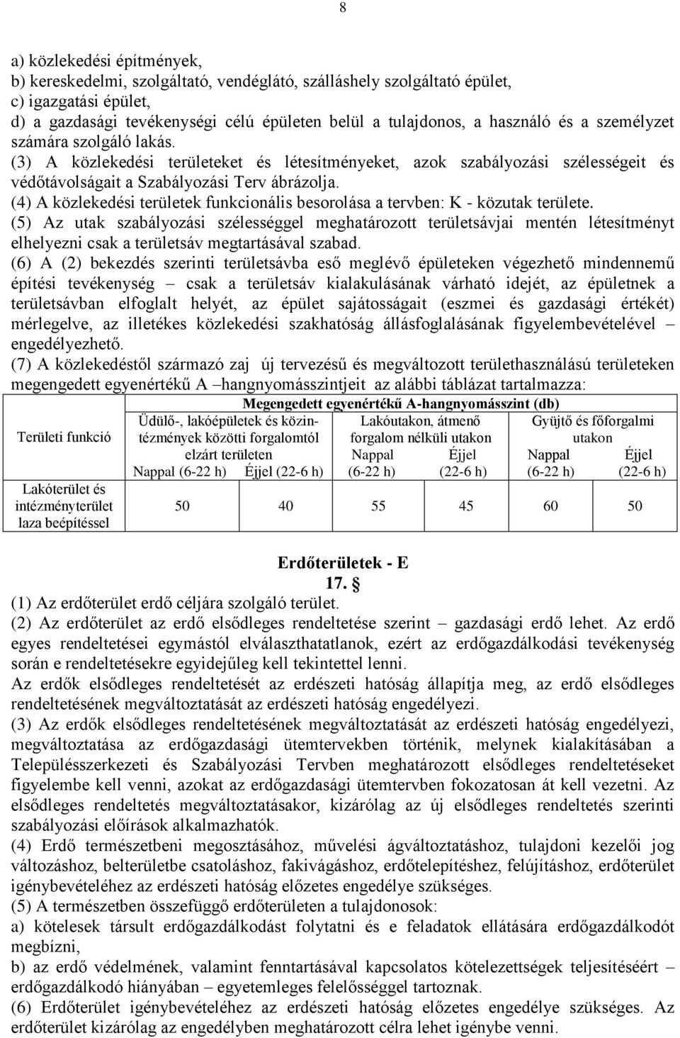 (4) A közlekedési területek funkcionális besorolása a tervben: K - közutak területe.