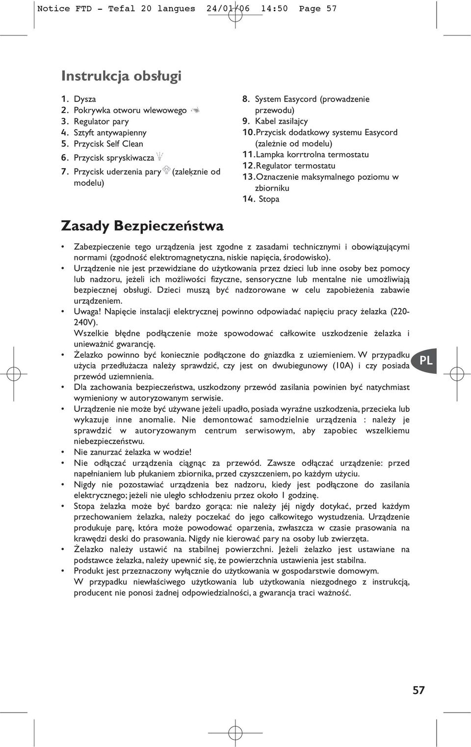 Lampka korrtrolna termostatu 12.Regulator termostatu 13.Oznaczenie maksymalnego poziomu w zbiorniku 14.