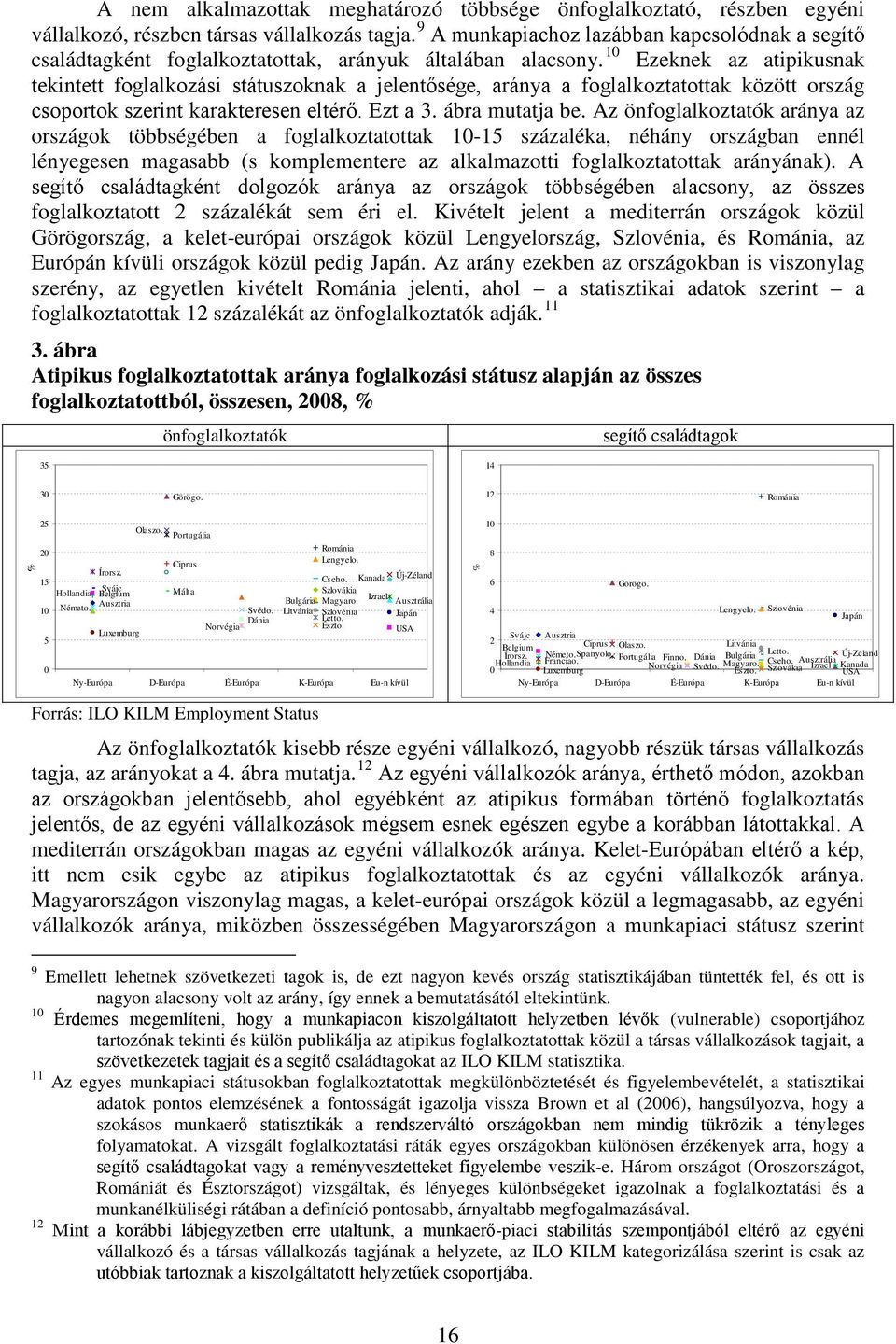 10 Ezeknek az atipikusnak tekintett foglalkozási státuszoknak a jelentősége, aránya a foglalkoztatottak között ország csoportok szerint karakteresen eltérő. Ezt a 3. ábra mutatja be.