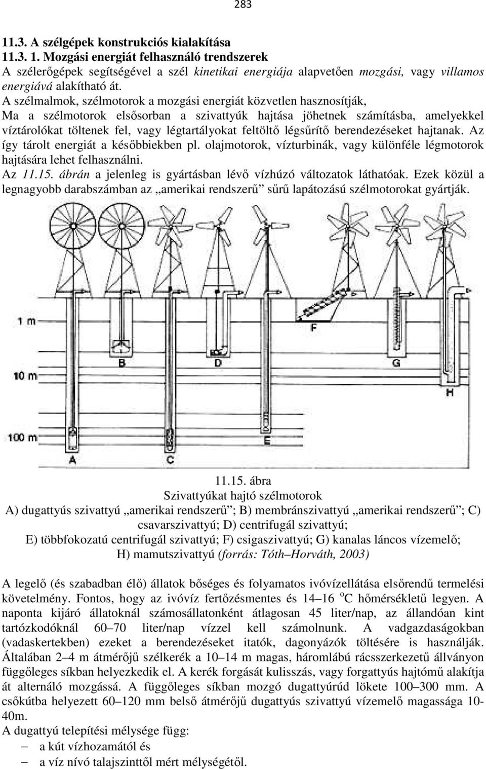 feltöltő légsűrítő berendezéseket hajtanak. Az így tárolt energiát a későbbiekben pl. olajmotorok, vízturbinák, vagy különféle légmotorok hajtására lehet felhasználni. Az 11.15.