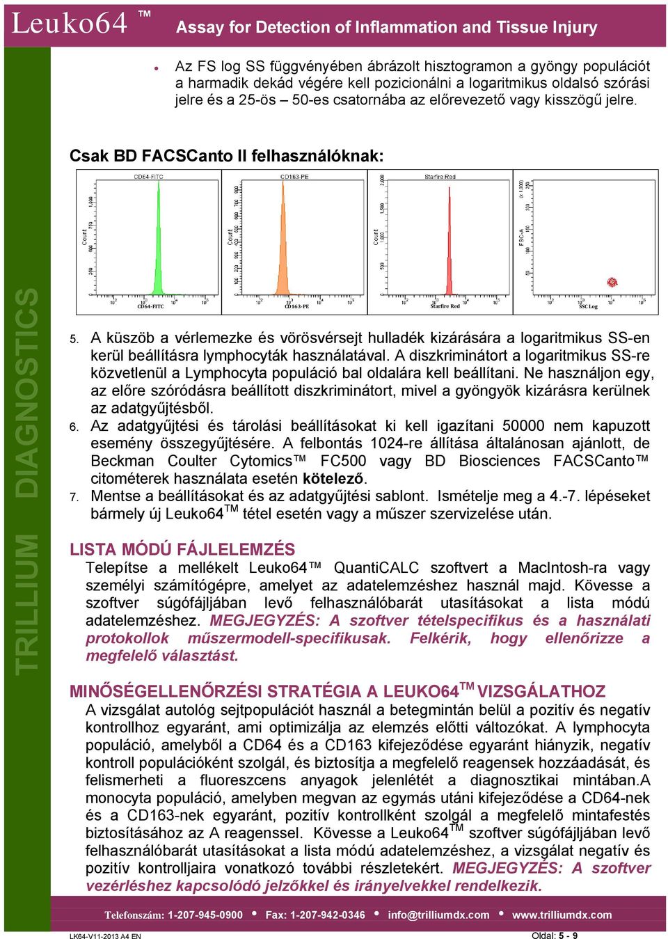 A küszöb a vérlemezke és vörösvérsejt hulladék kizárására a logaritmikus SS-en kerül beállításra lymphocyták használatával.