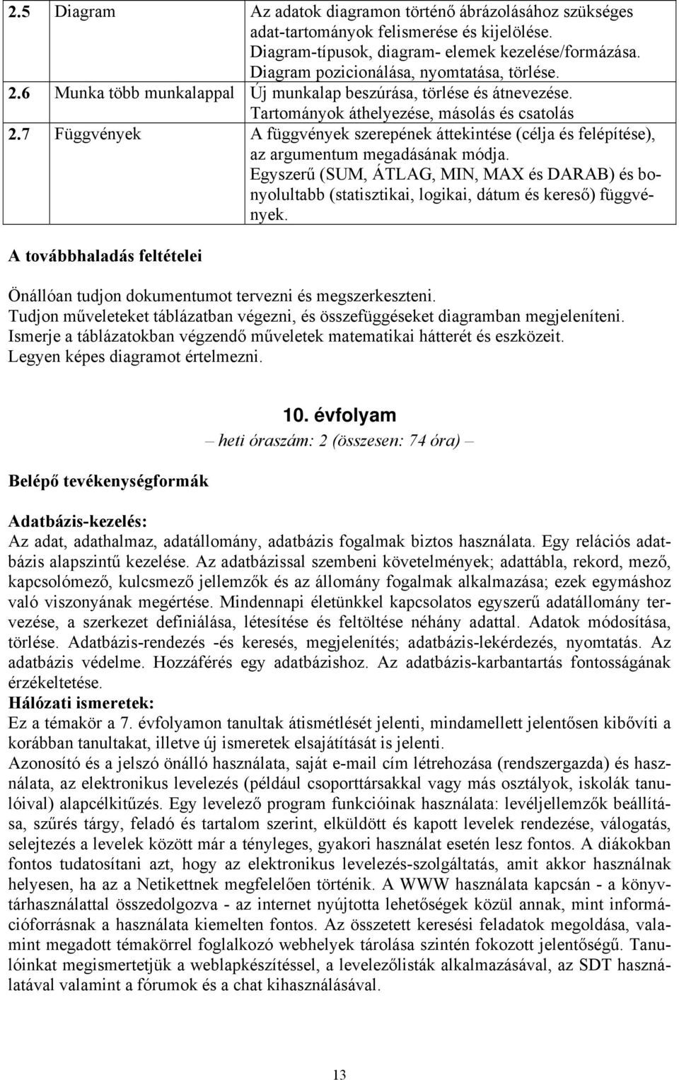 7 Függvények A függvények szerepének áttekintése (célja és felépítése), az argumentum megadásának módja.