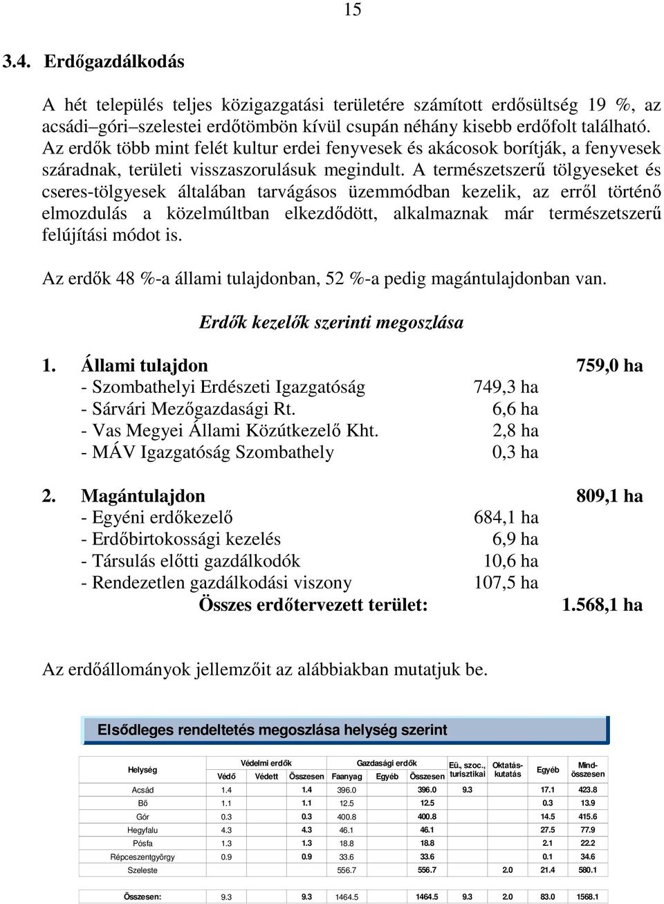 A természetszerő tölgyeseket és cseres-tölgyesek általában tarvágásos üzemmódban kezelik, az errıl történı elmozdulás a közelmúltban elkezdıdött, alkalmaznak már természetszerő felújítási módot is.