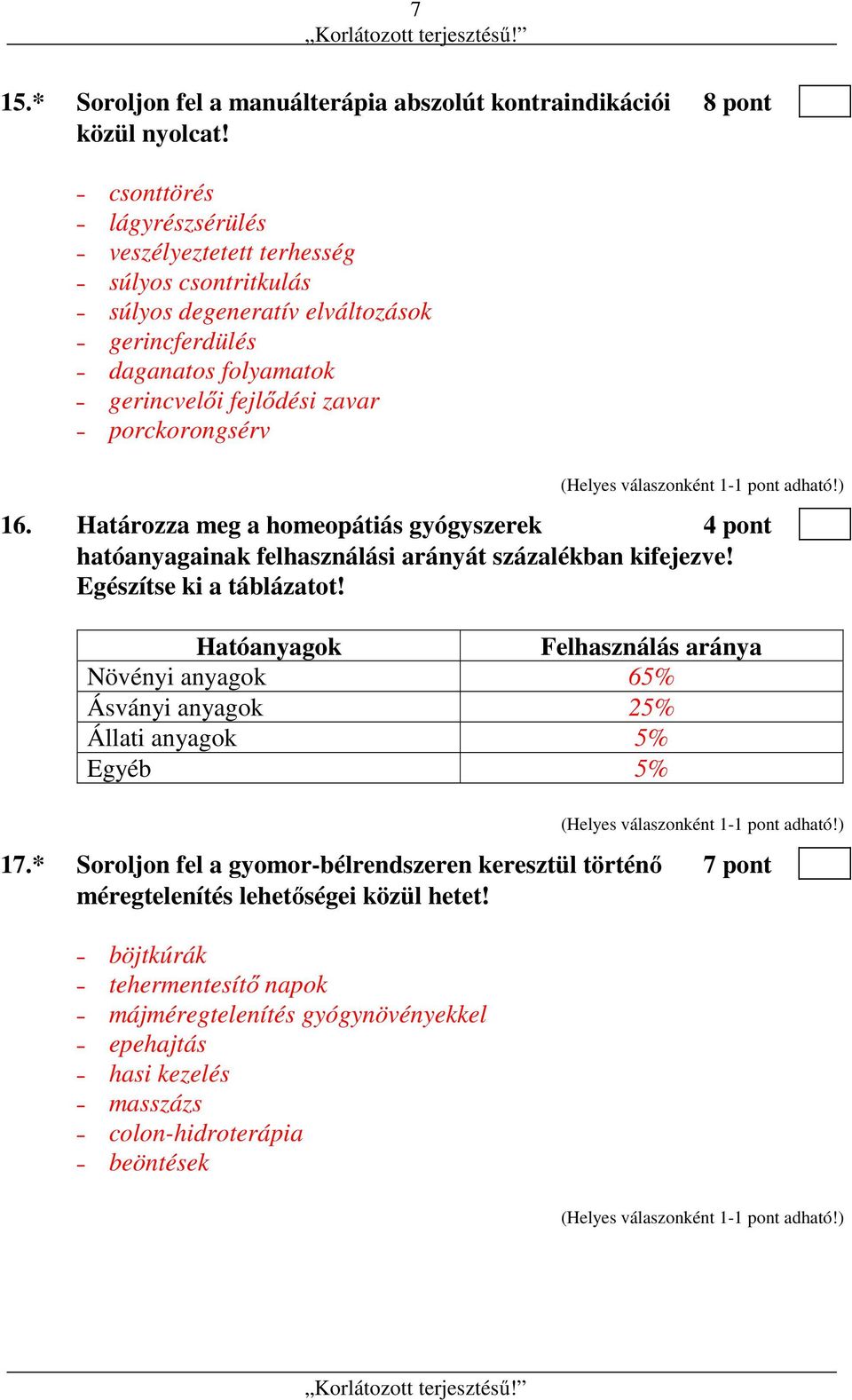 16. Határozza meg a homeopátiás gyógyszerek 4 pont hatóanyagainak felhasználási arányát százalékban kifejezve! Egészítse ki a táblázatot!