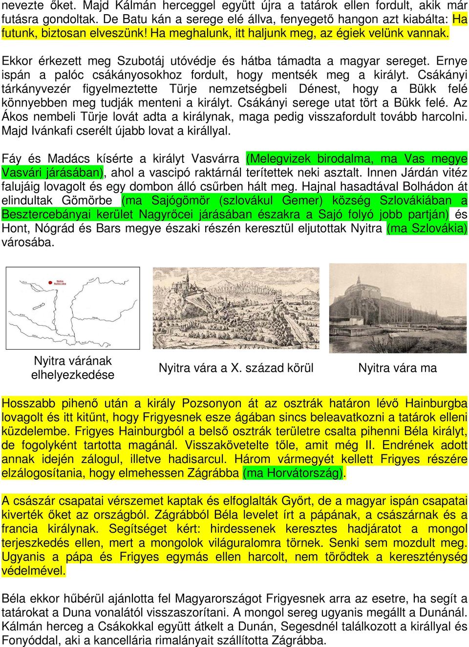 Csákányi tárkányvezér figyelmeztette Türje nemzetségbeli Dénest, hogy a Bükk felé könnyebben meg tudják menteni a királyt. Csákányi serege utat tört a Bükk felé.