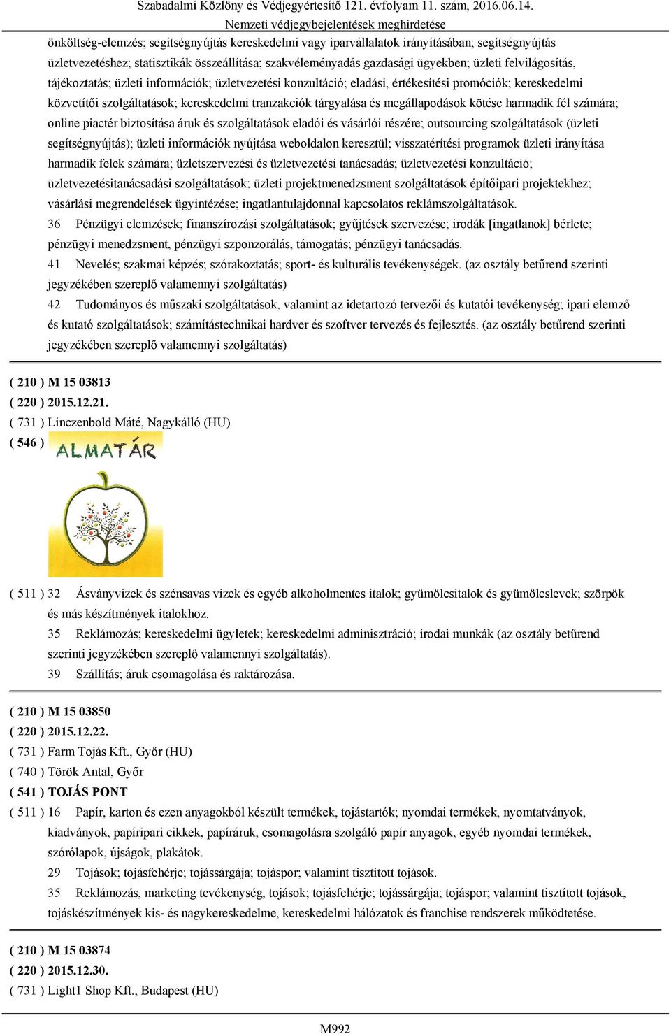 kereskedelmi tranzakciók tárgyalása és megállapodások kötése harmadik fél számára; online piactér biztosítása áruk és szolgáltatások eladói és vásárlói részére; outsourcing szolgáltatások (üzleti