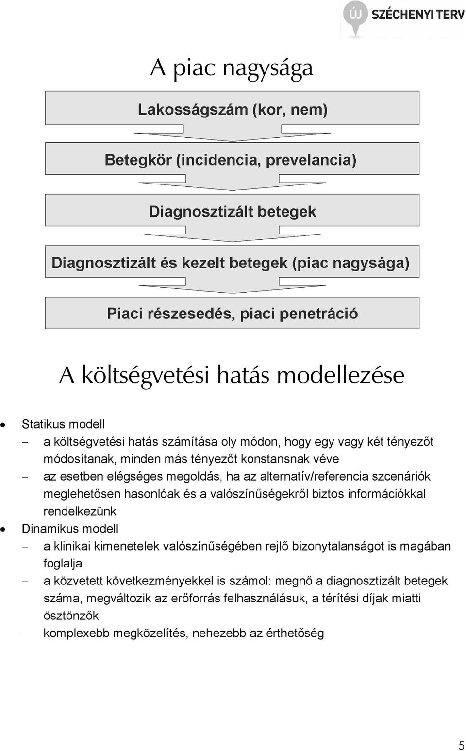 információkkal rendelkezünk Dinamikus modell a klinikai kimenetelek valószínőségében rejlı bizonytalanságot is magában foglalja a közvetett következményekkel