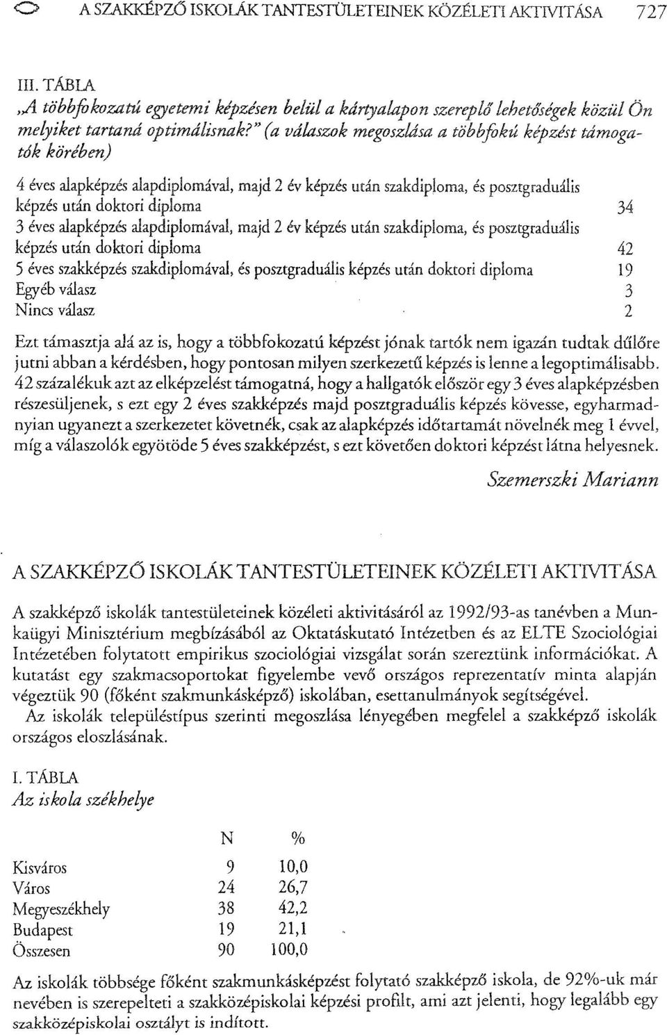 alapdiplomával, majd 2 év képzés után szakdiploma, és posztgraduális képzés után doktori diploma 42 5 éves szakképzés szakdiplomával, és posztgraduális képzés után doktori diploma 19 Egyéb válasz 3