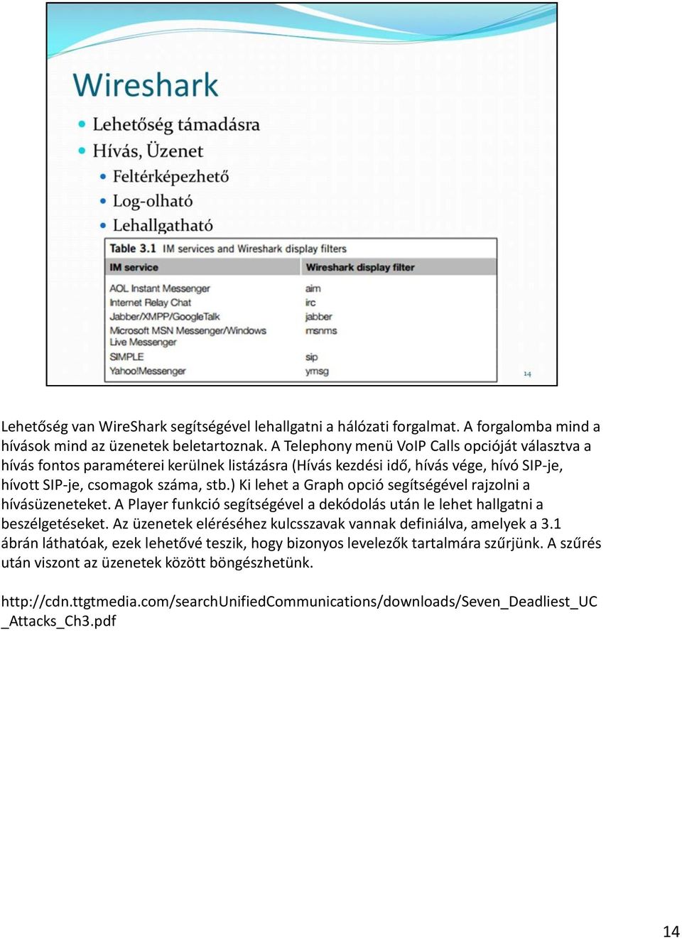 ) Ki lehet a Graph opció segítségével rajzolni a hívásüzeneteket. A Player funkció segítségével a dekódolás után le lehet hallgatni a beszélgetéseket.