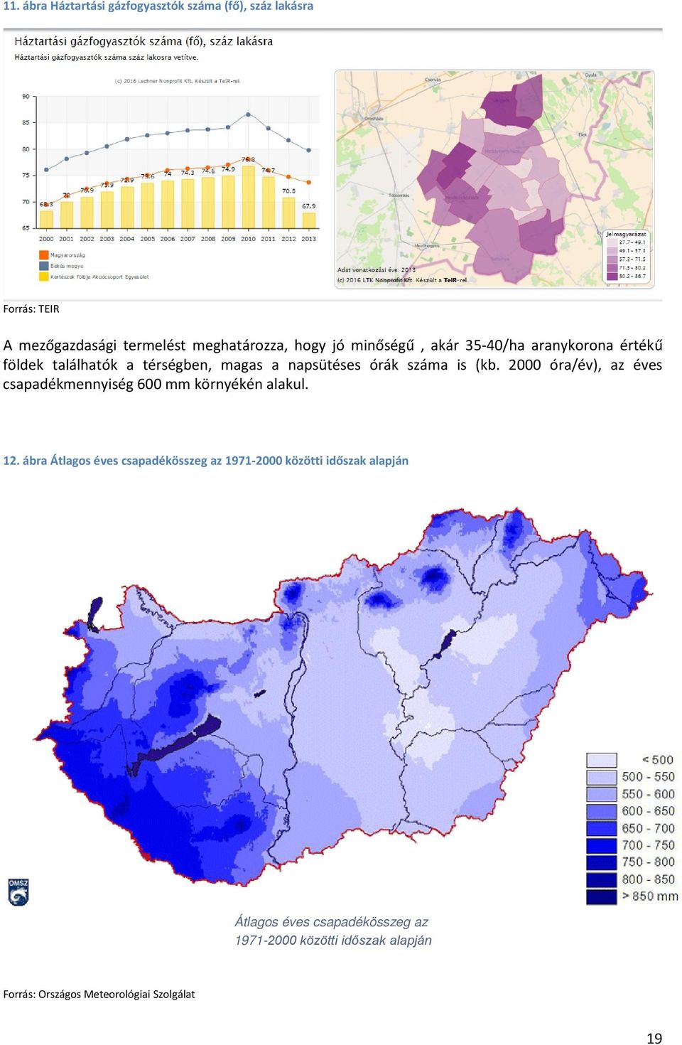 2000 óra/év), az éves csapadékmennyiség 600 mm környékén alakul. 12.