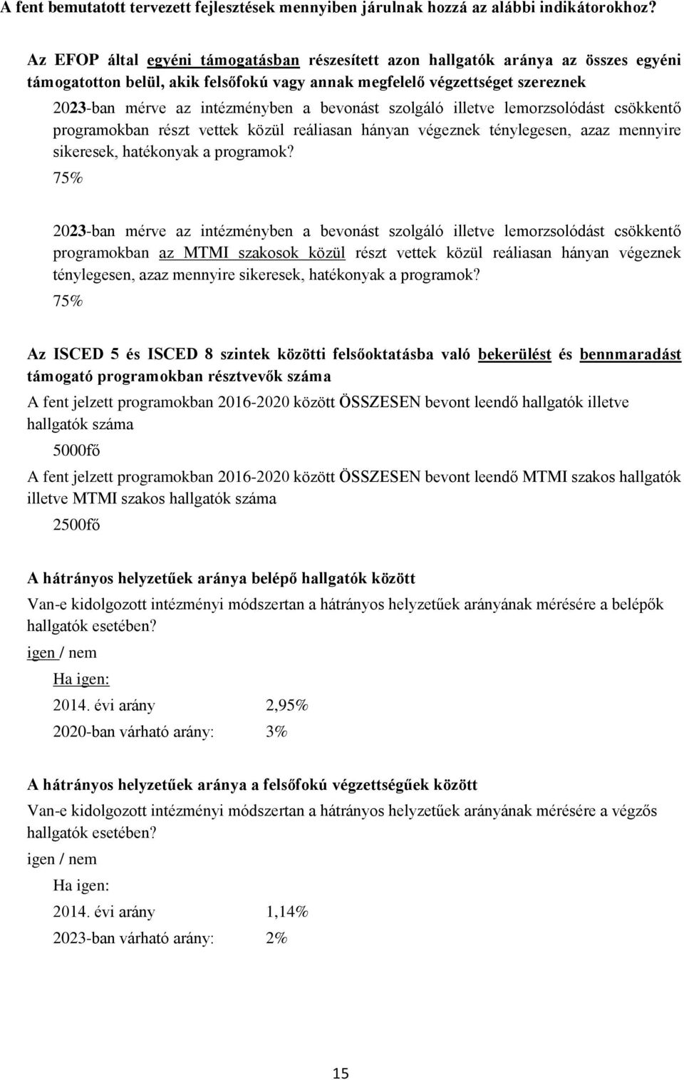 bevonást szolgáló illetve lemorzsolódást csökkentő programokban részt vettek közül reáliasan hányan végeznek ténylegesen, azaz mennyire sikeresek, hatékonyak a programok?