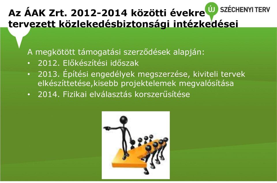 megkötött támogatási szerződések alapján: 2012. Előkészítési időszak 2013.
