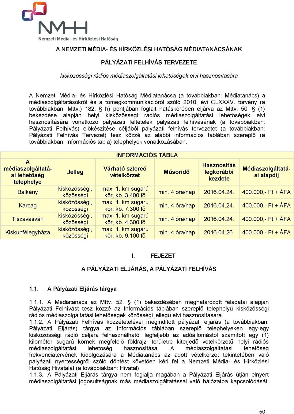 h) pontjában foglalt hatáskörében eljárva az Mttv. 50.