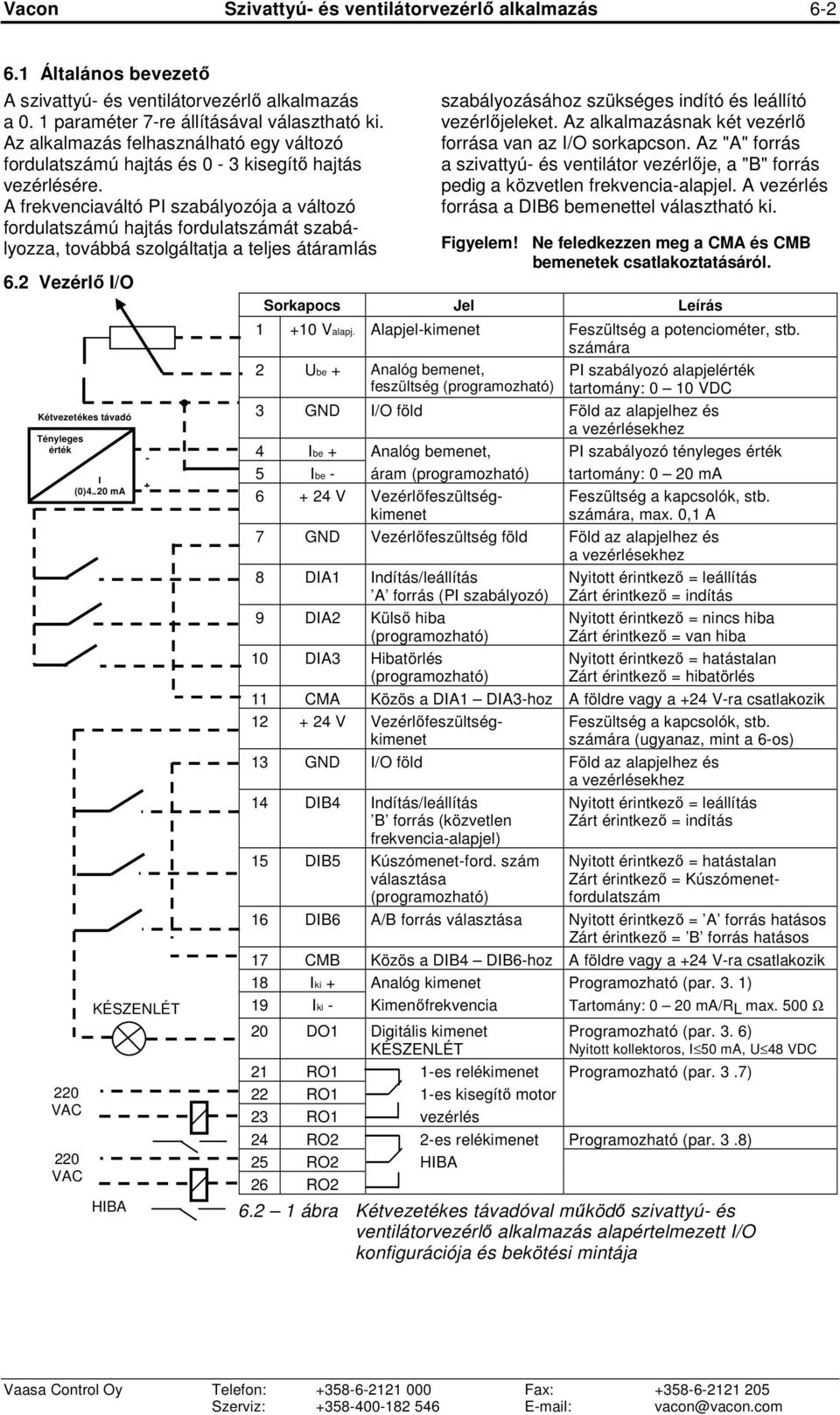 A frekvenciaváltó PI szabályozója a változó fordulatszámú hajtás fordulatszámát szabályozza, továbbá szolgáltatja a teljes átáramlás 6.