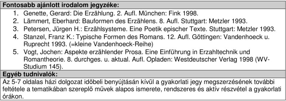 (=kleine Vandenhoeck-Reihe) 5. Vogt, Jochen: Aspekte erzählender Prosa. Eine Einführung in Erzahltechnik und Romantheorie. 8. durchges. u. aktual. Aufl.