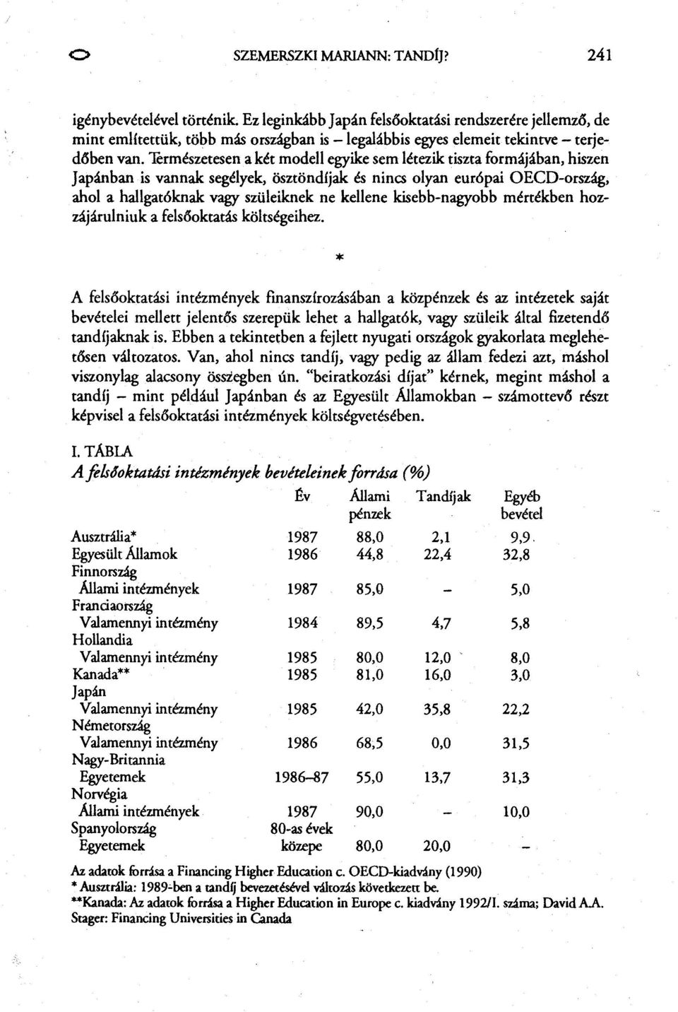 1ermészetesen a két modell egyike sem létezik tiszta formájában, hiszen Japánban is vannak segélyek, ösztöndíjak és nincs olyan európai OECD-ország, ahol a hallgatóknak vagy szüleiknek ne kellene