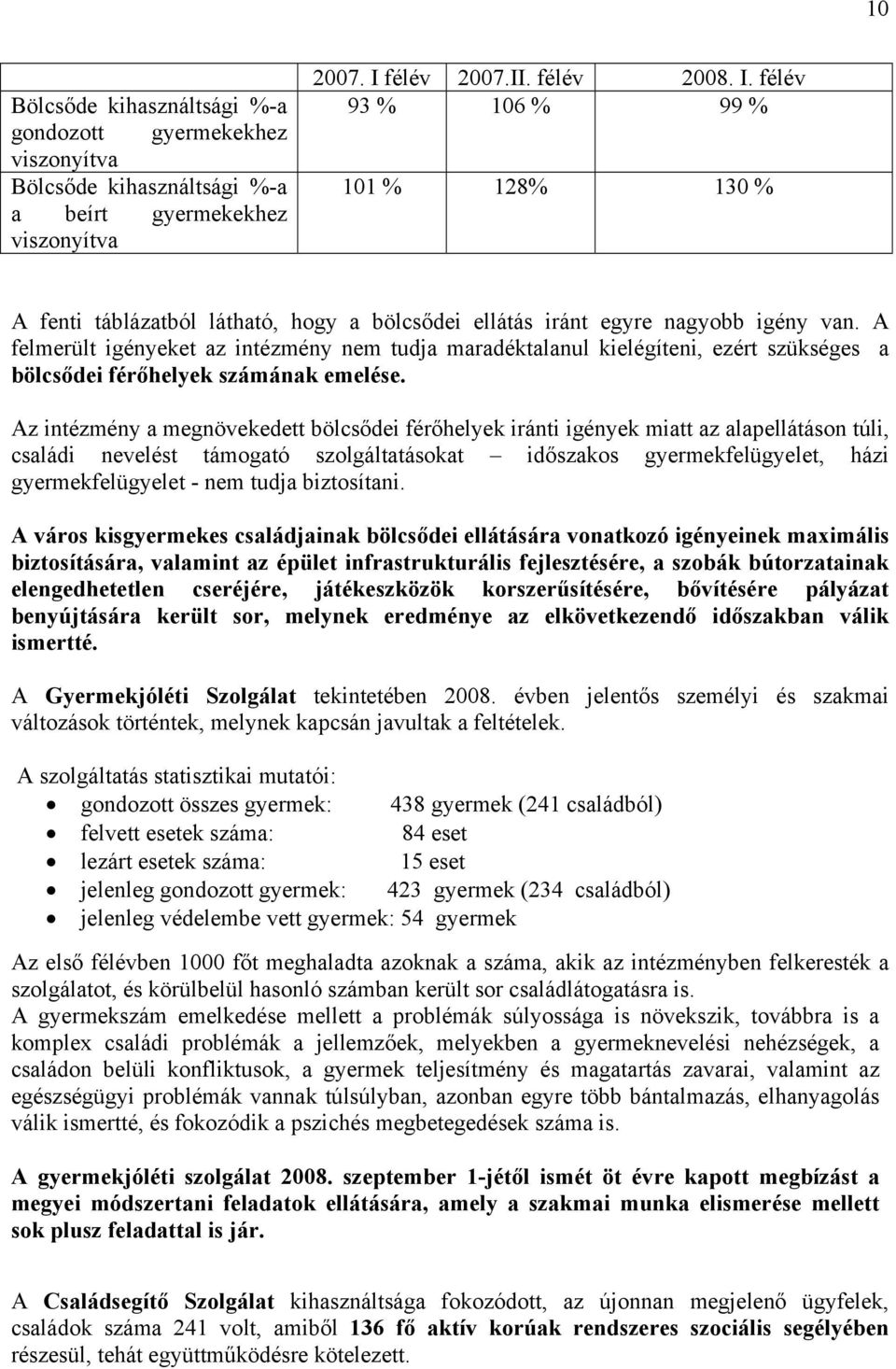 A felmerült igényeket az intézmény nem tudja maradéktalanul kielégíteni, ezért szükséges a bölcsődei férőhelyek számának emelése.