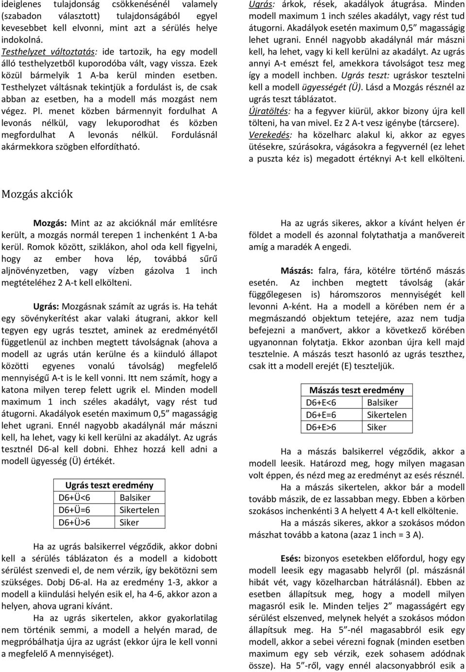 Testhelyzet váltásnak tekintjük a fordulást is, de csak abban az esetben, ha a modell más mozgást nem végez. Pl.