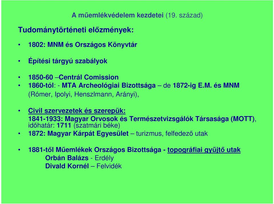 Archeológiai Bizottsága de 1872-ig E.M.