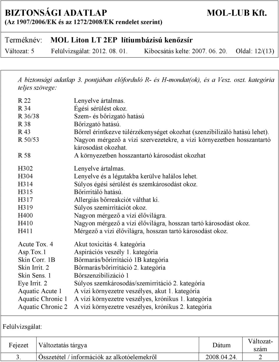 Bőrrel érintkezve túlérzékenységet okozhat (szenzibilizáló hatású lehet). Nagyon mérgező a vízi szervezetekre, a vízi környezetben hosszantartó károsodást okozhat.