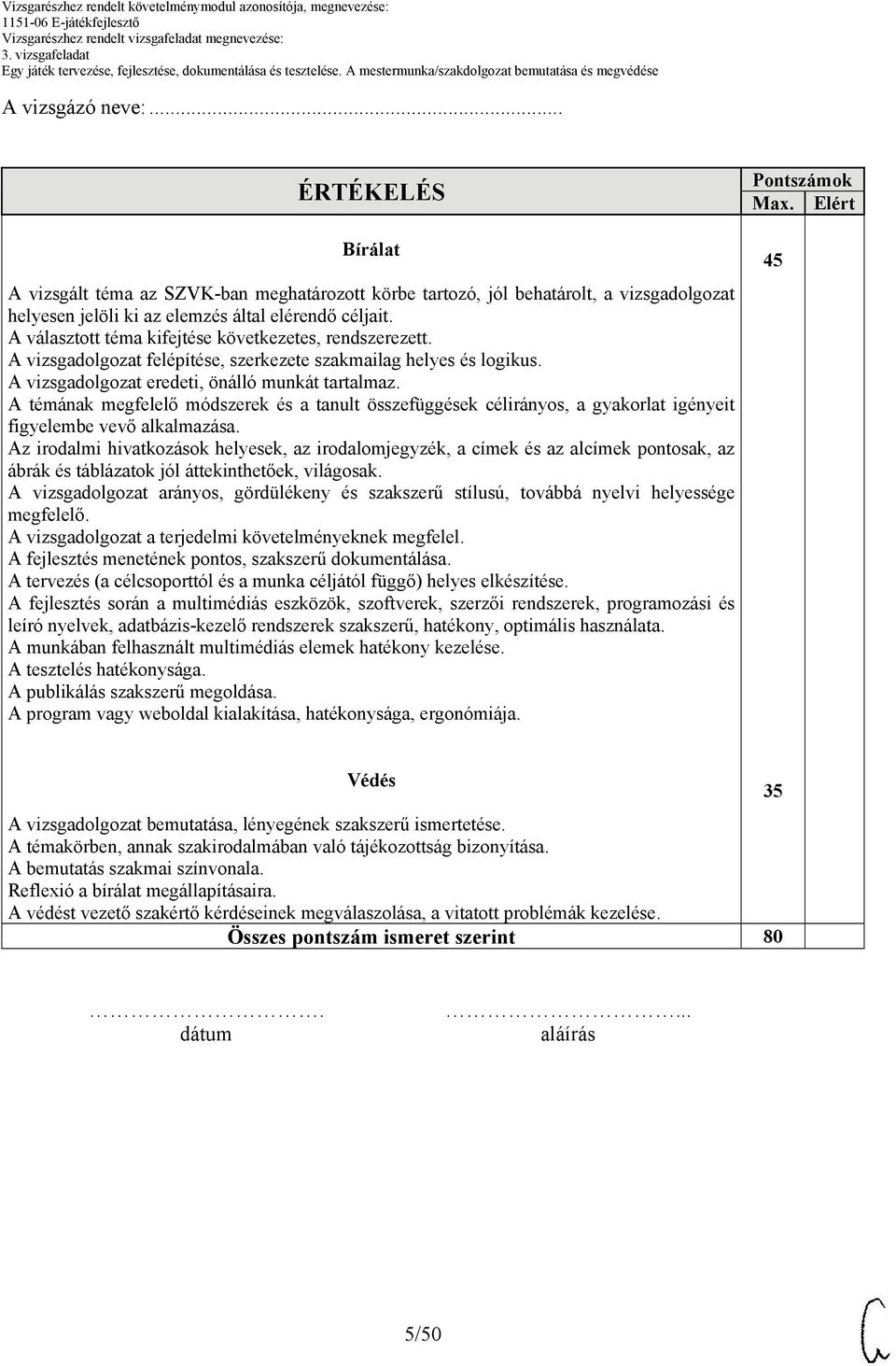 A témának megfelelő módszerek és a tanult összefüggések célirányos, a gyakorlat igényeit figyelembe vevő alkalmazása.