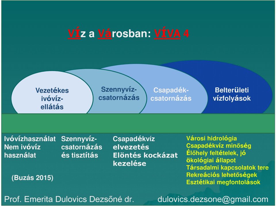 Csapadékvíz elvezetés Elöntés kockázat kezelése Városi hidrológia Csapadékvíz minőség Élőhely