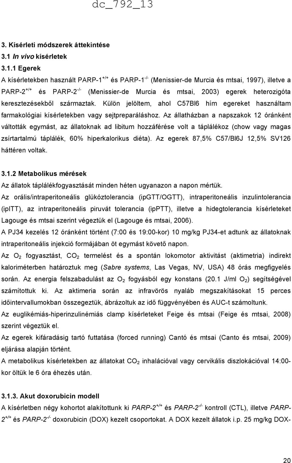 1 Egerek A kísérletekben használt PARP-1 +/+ és PARP-1 -/- (Menissier-de Murcia és mtsai, 1997), illetve a PARP-2 +/+ és PARP-2 -/- (Menissier-de Murcia és mtsai, 2003) egerek heterozigóta
