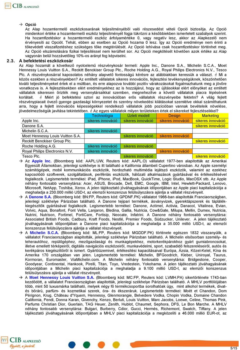 Ha hozamfizetéskor a hozamtermelő eszköz árfolyamértéke 0, vagy negatív lesz, akkor az Alapkezelő nem érvényesíti az Opciót. Tehát, ebben az esetben az Opció hozama 0 lesz.