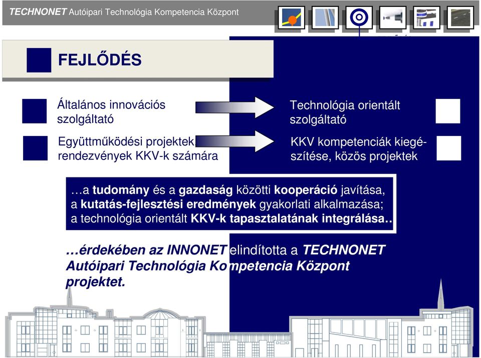 közötti kooperáció javítása, a kutatás-fejlesztési eredmények gyakorlati alkalmazása; a technológia orientált