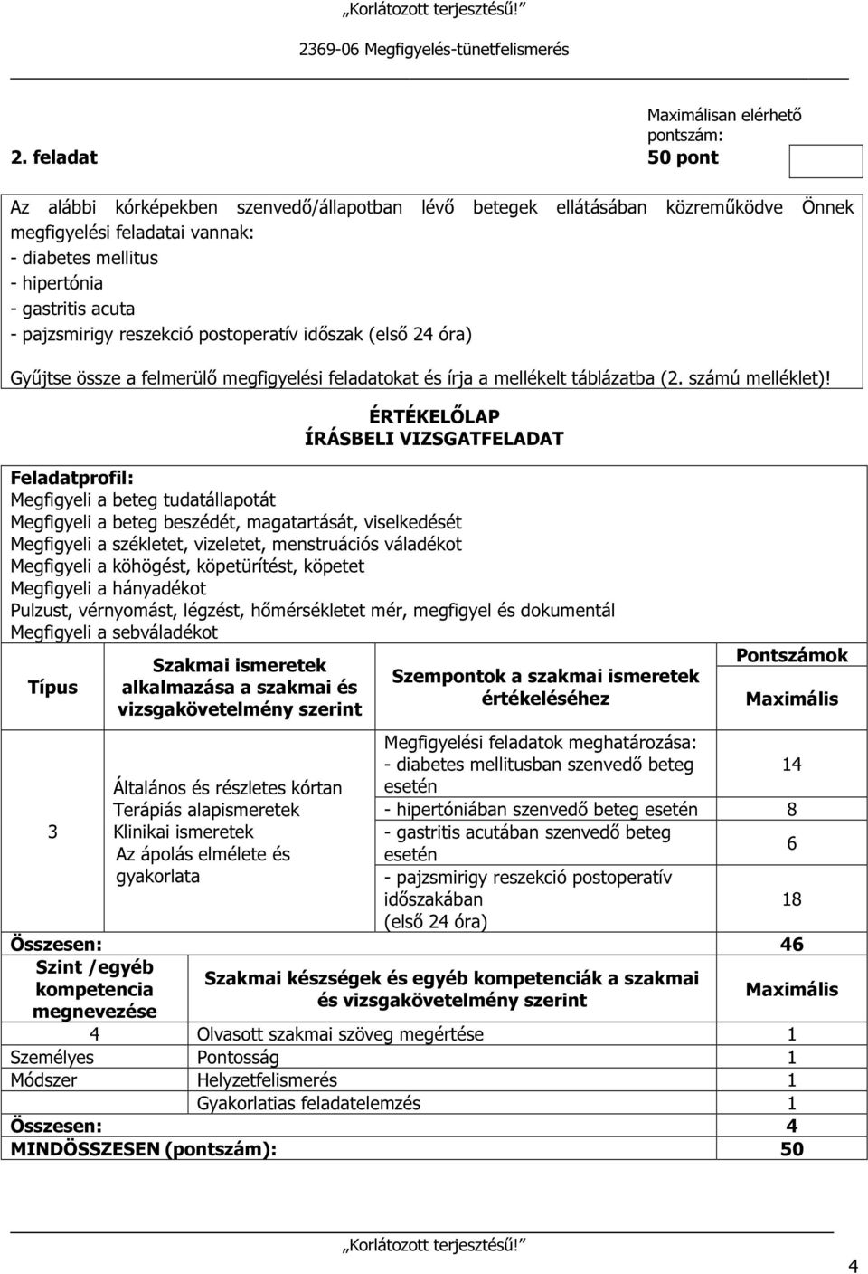 reszekció postoperatív időszak (első 24 óra) Gyűjtse össze a felmerülő megfigyelési feladatokat és írja a mellékelt táblázatba (2. számú melléklet)!