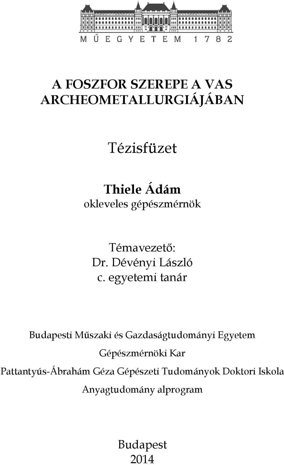 egyetemi tanár Budapesti Műszaki és Gazdaságtudományi Egyetem Gépészmérnöki