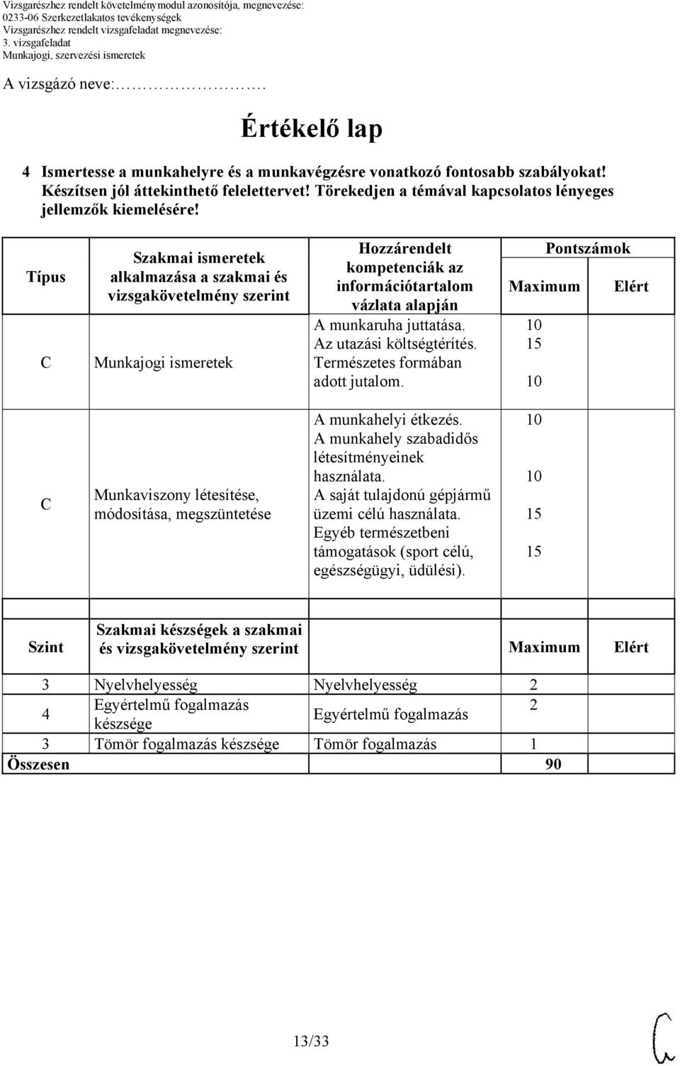 Az utazási költségtérítés. Természetes formában adott jutalom. 1 Pontszámok Munkaviszony létesítése, módosítása, megszüntetése A munkahelyi étkezés. A munkahely szabadidős létesítményeinek használata.