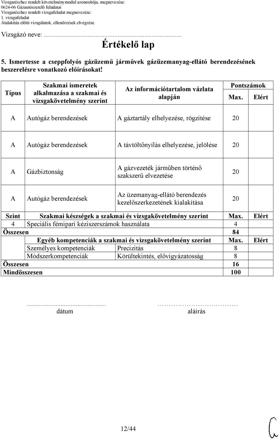 Elért utógáz berendezések gáztartály elhelyezése, rögzítése utógáz berendezések távtöltőnyílás elhelyezése, jelölése Gázbiztonság gázvezeték járműben történő szakszerű elvezetése utógáz berendezések