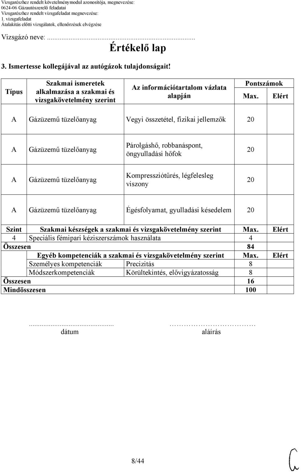 Elért Gázüzemű tüzelőanyag Vegyi összetétel, fizikai jellemzők Gázüzemű tüzelőanyag Párolgáshő, robbanáspont, öngyulladási hőfok Gázüzemű tüzelőanyag Kompressziótűrés, légfelesleg viszony Gázüzemű