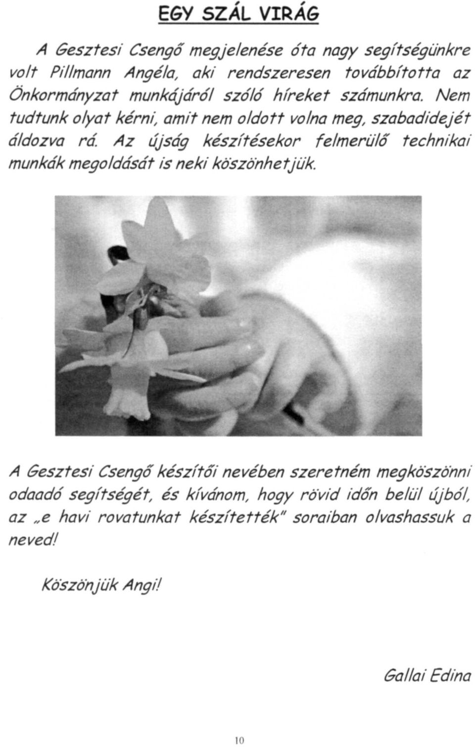 Az újság készítésekor felmerülő technikai munkák megoldását is neki köszönhetjük.