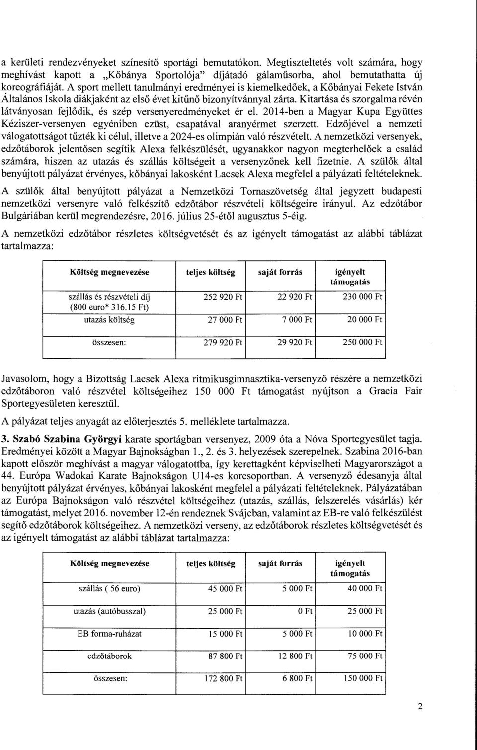 Kitartása és szargalma révén látványosan fejlődik, és szép versenyeredményeket ér el. 2014-ben a Magyar Kupa Együttes Kéziszer-versenyen egyéniben ezüst, csapatával aranyérmet szerzett.