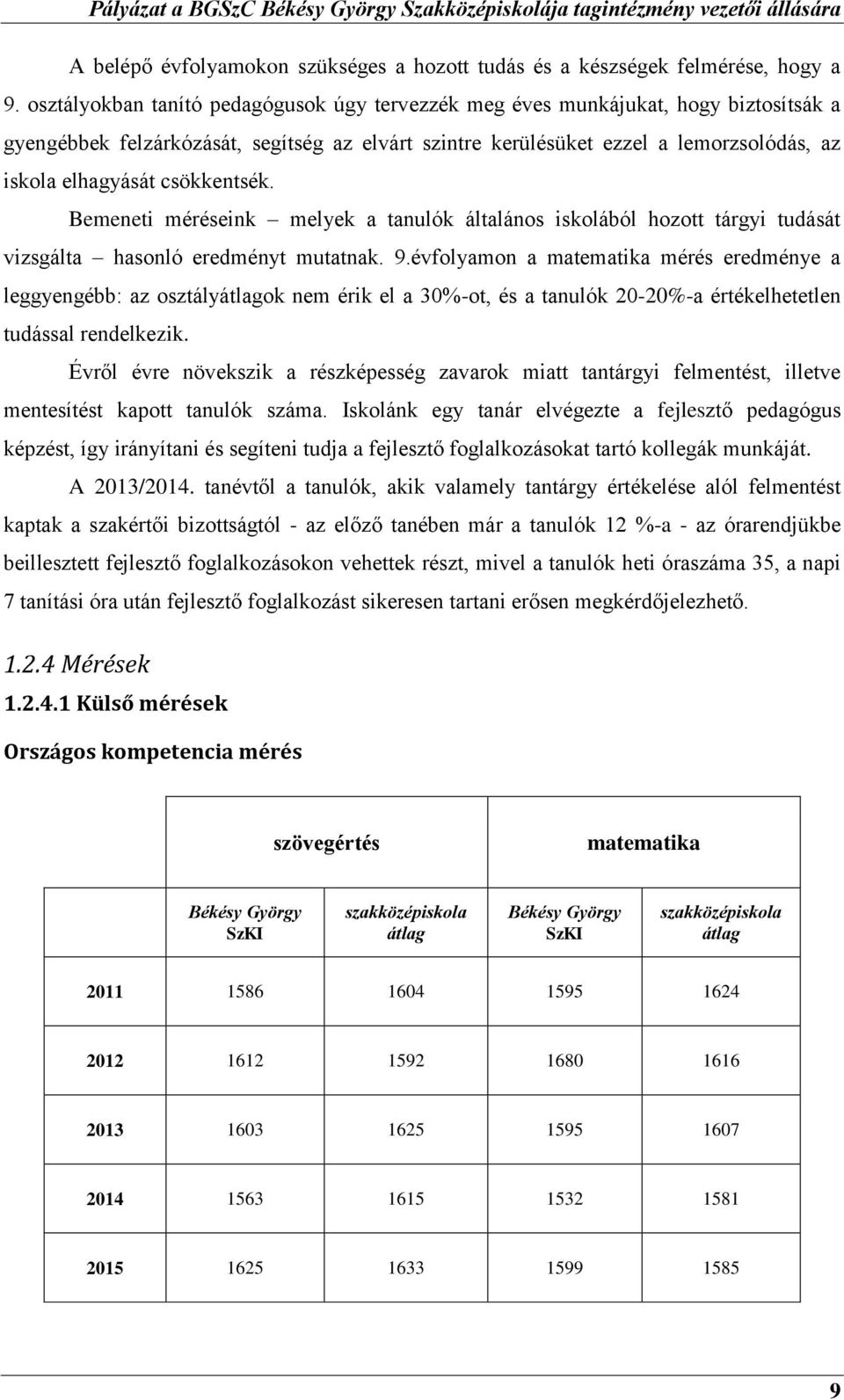 csökkentsék. Bemeneti méréseink melyek a tanulók általános iskolából hozott tárgyi tudását vizsgálta hasonló eredményt mutatnak. 9.