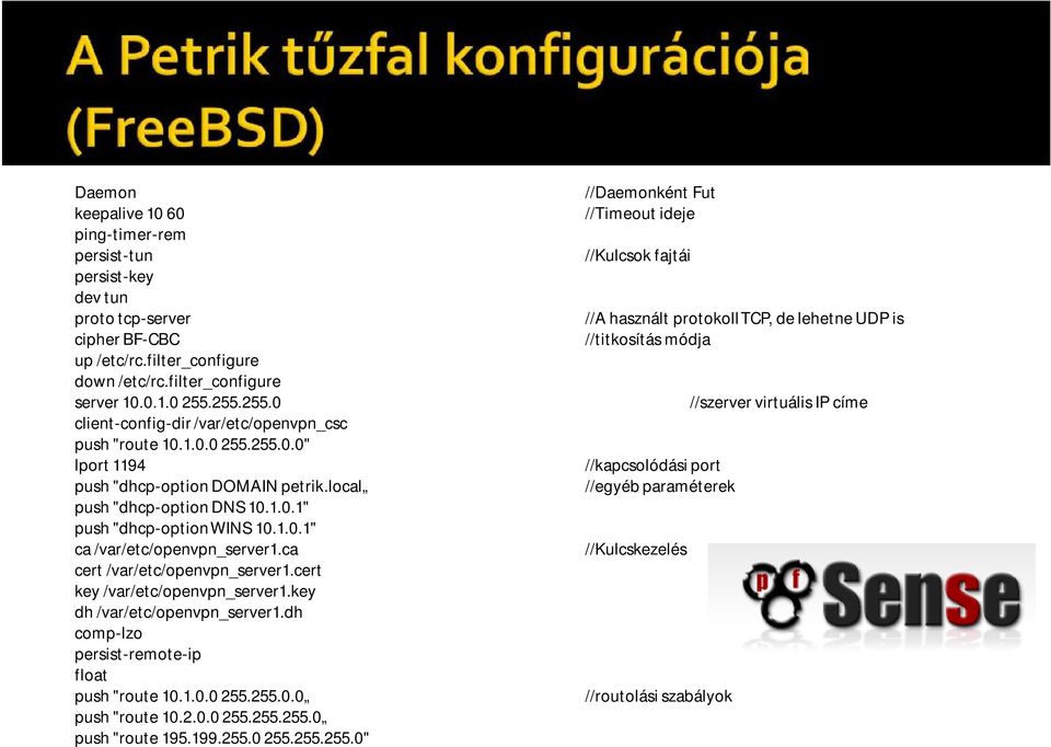 ca cert/var/etc/openvpn_server1.cert key /var/etc/openvpn_server1.key dh/var/etc/openvpn_server1.dh comp-lzo persist-remote-ip float push"route 10.1.0.0 255.255.0.0 push"route 10.2.0.0 255.255.255.0 push"route 195.