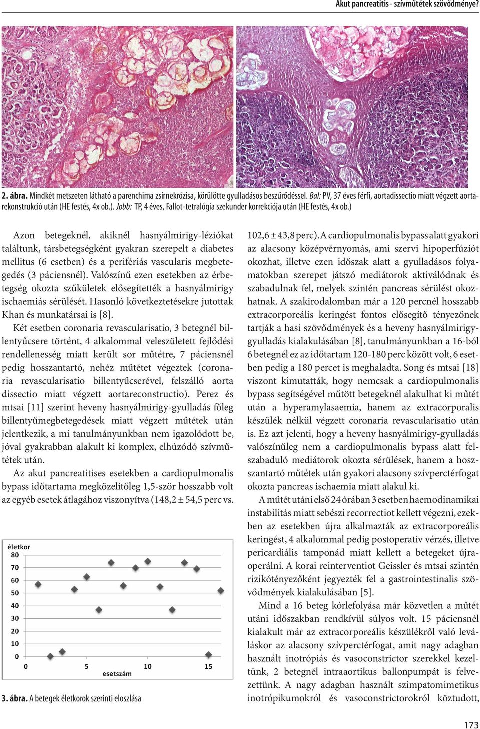 ) Azon betegeknél, akiknél hasnyálmirigy-léziókat találtunk, társbetegségként gyakran szerepelt a diabetes mellitus (6 esetben) és a perifériás vascularis megbetegedés (3 páciensnél).