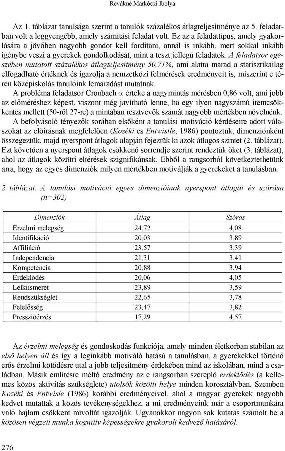 A feladatsor egészében mutatott százalékos átlagteljesítmény 50,71%, ami alatta marad a statisztikailag elfogadható értéknek és igazolja a nemzetközi felmérések eredményeit is, miszerint e téren