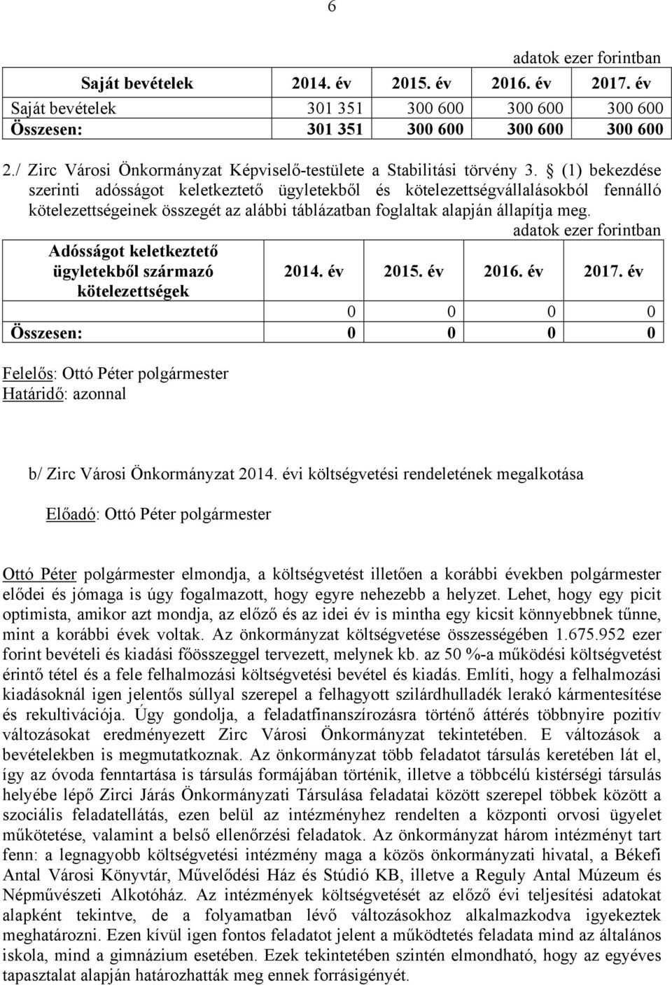 (1) bekezdése szerinti adósságot keletkeztető ügyletekből és kötelezettségvállalásokból fennálló kötelezettségeinek összegét az alábbi táblázatban foglaltak alapján állapítja meg.