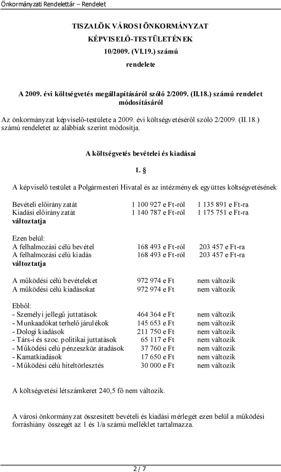 A költségvetés bevételei és kiadásai 1.