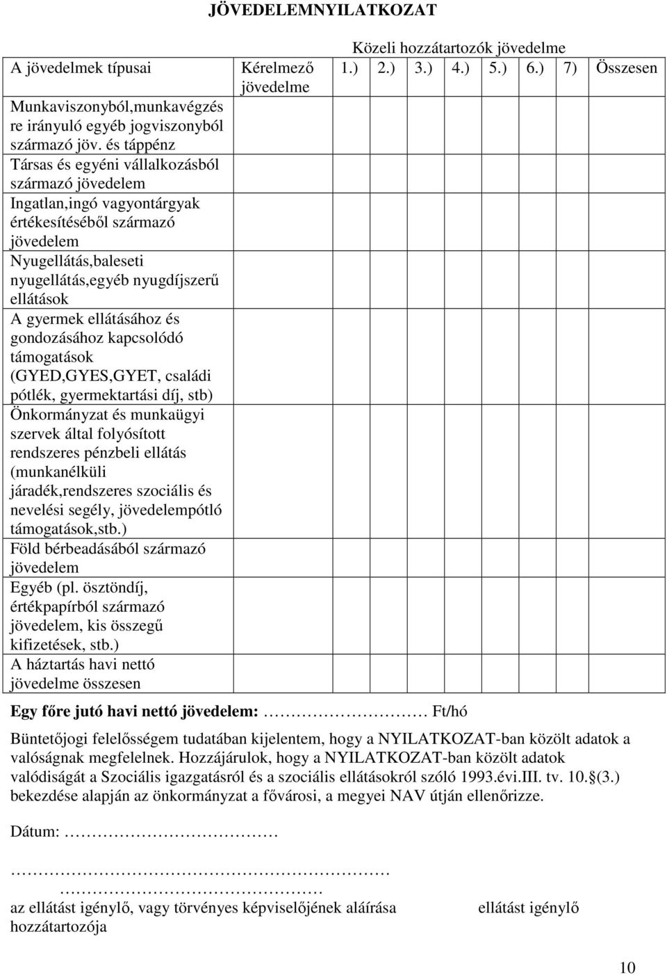 ellátásához és gondozásához kapcsolódó támogatások (GYED,GYES,GYET, családi pótlék, gyermektartási díj, stb) Önkormányzat és munkaügyi szervek által folyósított rendszeres pénzbeli ellátás